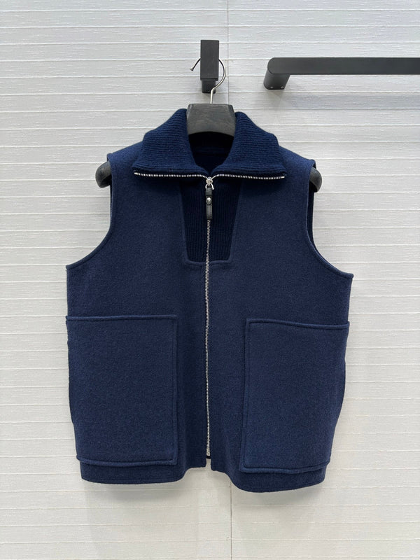 HM 25S Zipped Vest in Blue Cashmere