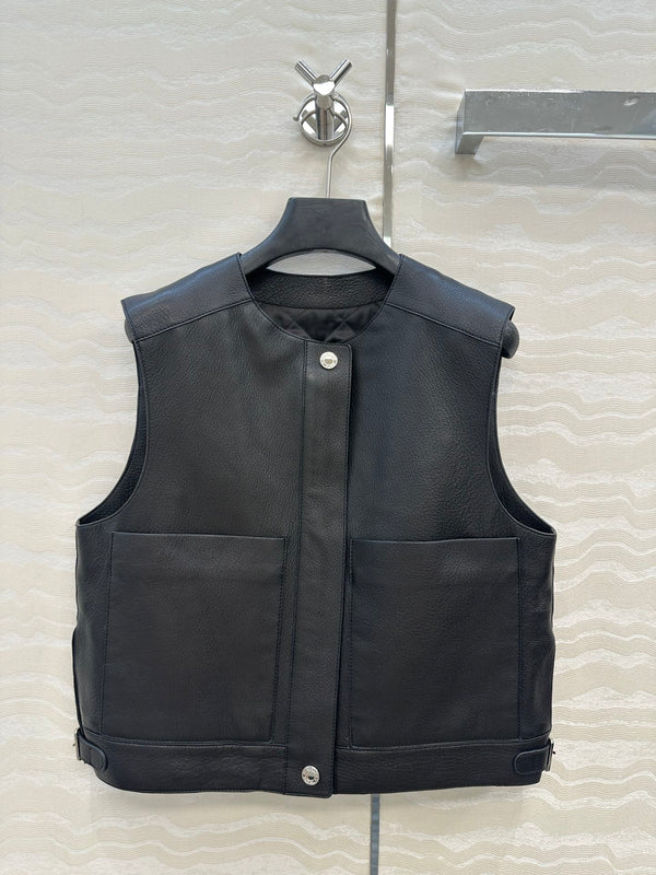 HM 25S Vest in Black Lambskin 297455