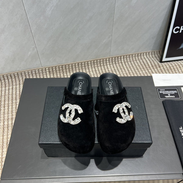 CC 25S Birkenstock Thick-Sole Loafers in Black Velvet 442540