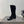 CC 25S Round Toe Mid-Heel Zippered High Boots in Black Cowhide and Suede  442489