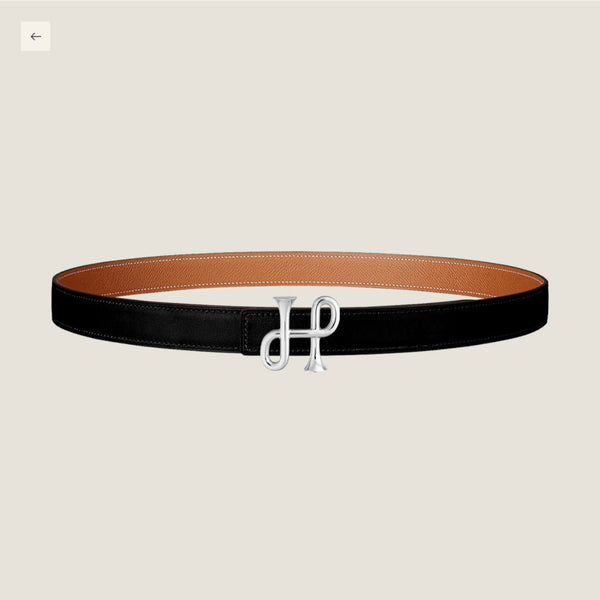 H COR BAROQUE BELT 24MM SILVER BUCKLE & REVERSIBLE BROWN AND BLACK LEATHER