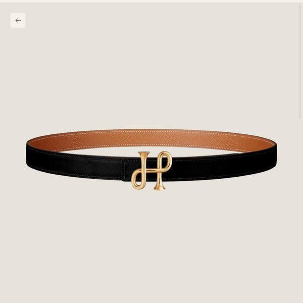 H COR BAROQUE BELT 24MM GOLD BUCKLE & REVERSIBLE BROWN AND BLACK LEATHER