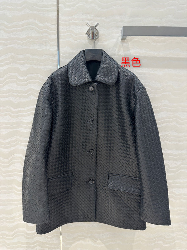 Giacca BV in pelle di agnello marrone scuro