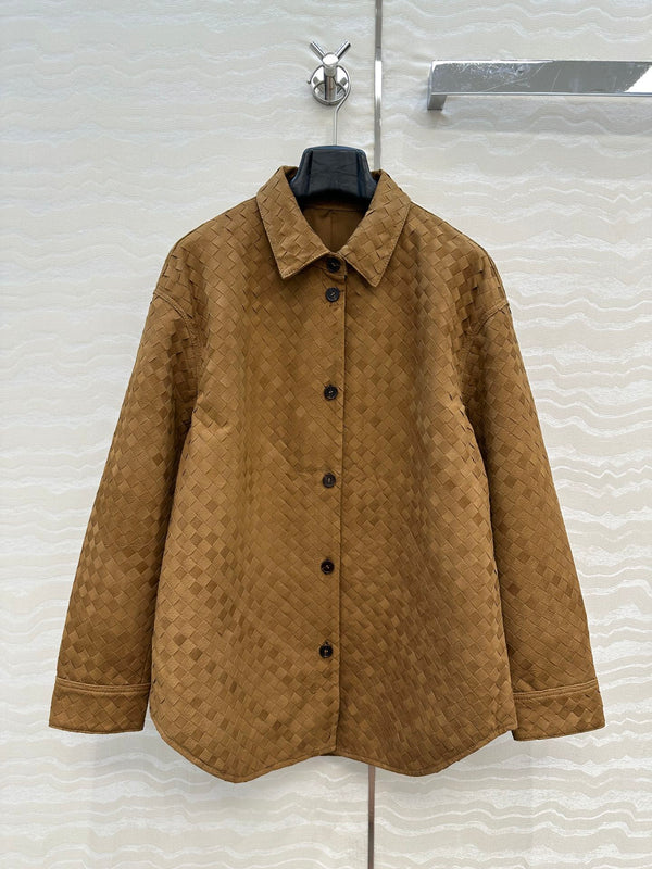 Giacca-camicia BV in pelle scamosciata marrone
