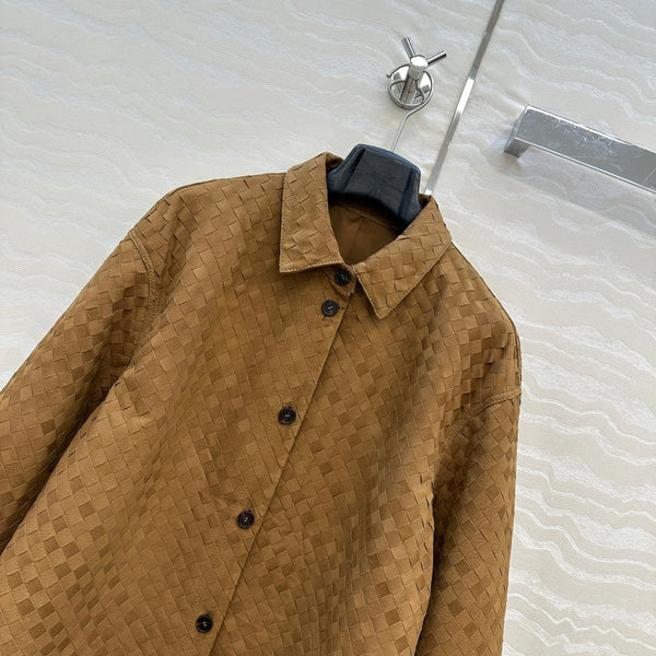 Giacca-camicia BV in pelle scamosciata marrone