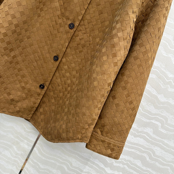 Giacca-camicia BV in pelle scamosciata marrone