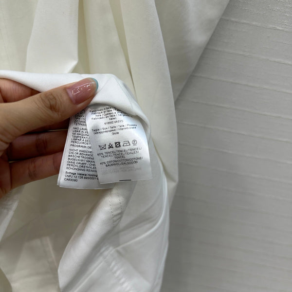 BV V-neck  Rolled-Up Sleeve Dress in White Tencel