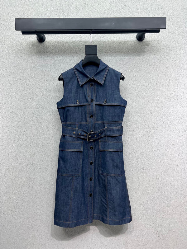 BV Vest Dress in Blue Denim
