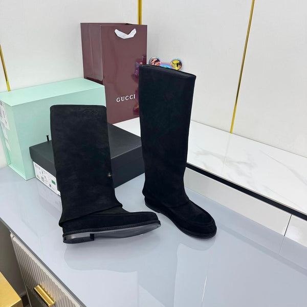 Stivali alti al ginocchio CC 25 in pelle scamosciata nera 369898