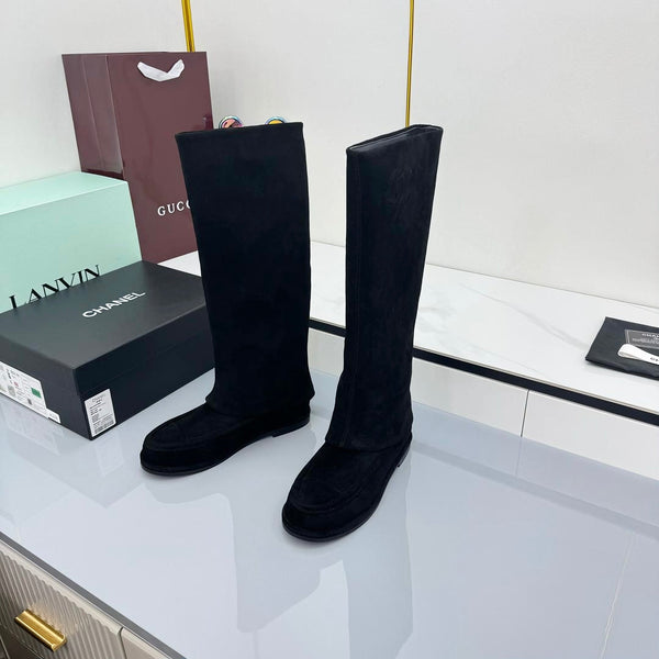 Stivali alti al ginocchio CC 25 in pelle scamosciata nera 369898