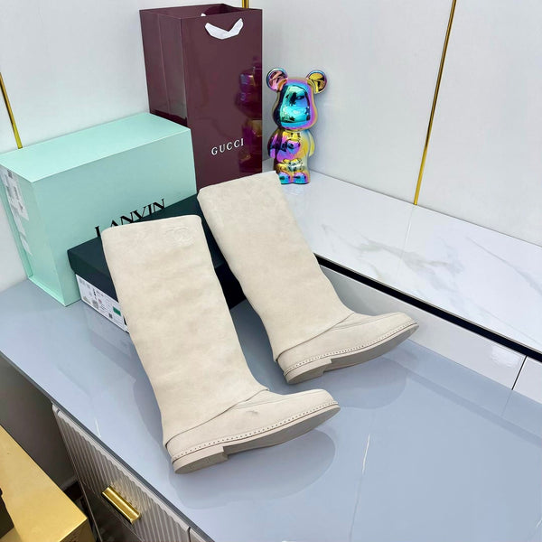 CC 25 High Knee Boots Off White Suede 369899