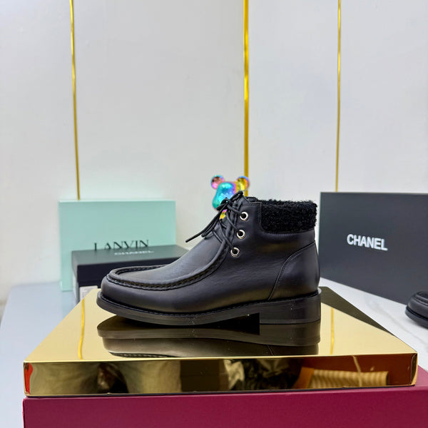 Stivaletti CC 25 in pelle di vacchetta e tweed neri 454711