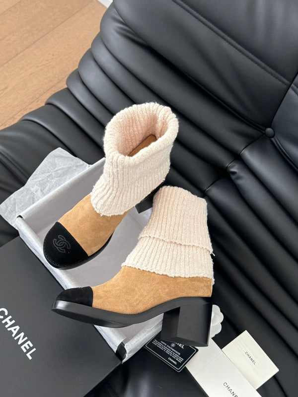 CC 25K Stivali a calzino in pelle scamosciata marrone 458776