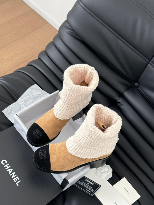 CC 25K Stivali a calzino in pelle scamosciata marrone 458776