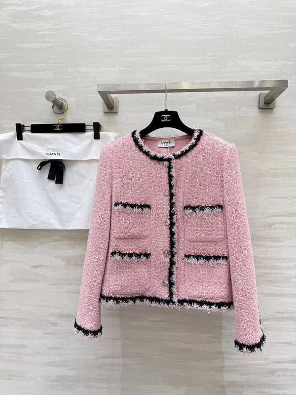 Giacca rosa intrecciata in morbido tweed di lana di Salisburgo CC 25