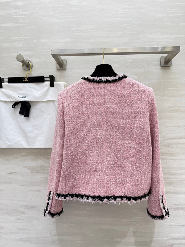 Giacca rosa intrecciata in morbido tweed di lana di Salisburgo CC 25