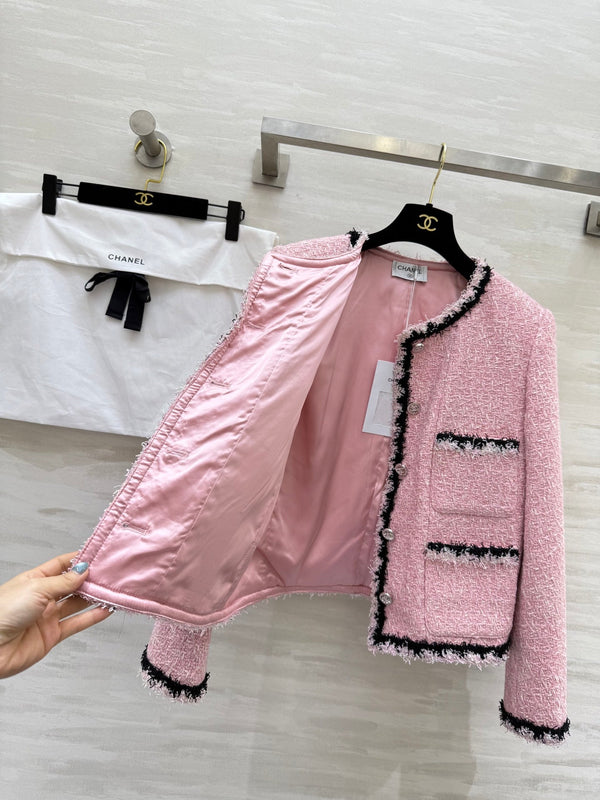 Giacca rosa intrecciata in morbido tweed di lana di Salisburgo CC 25