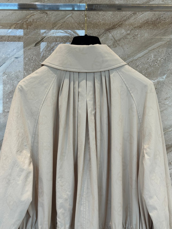 CC 25B Hidden Logo Trench Long Coat Beige Cotton