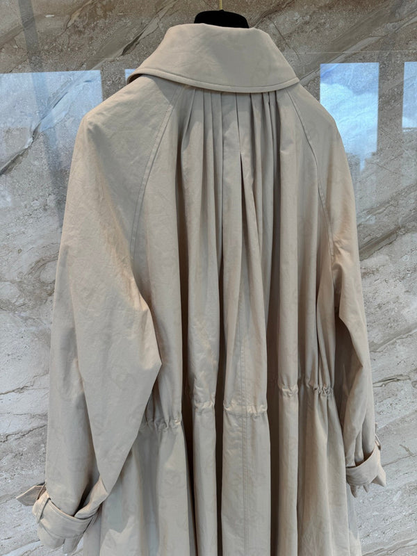 CC 25B Hidden Logo Trench Long Coat Beige Cotton