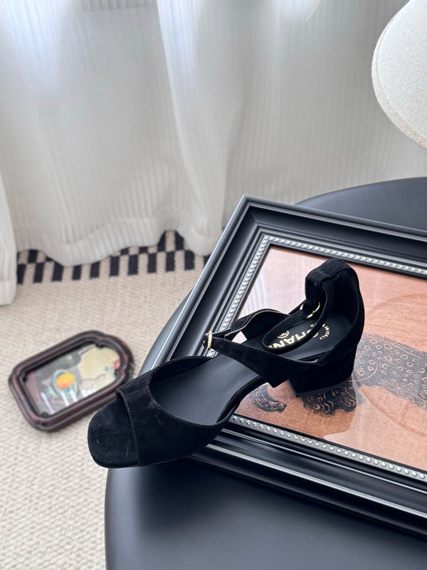 CC 25B Mary Janes 55mm High Heel Black Suede