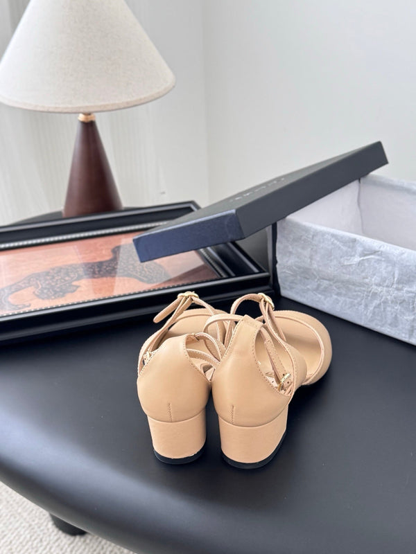 CC 25B Mary Janes Tacco Alto 55mm Pelle di Pecora Beige