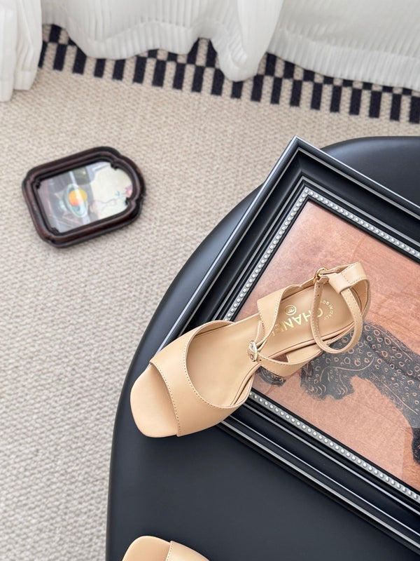 CC 25B Mary Janes Tacco Alto 55mm Pelle di Pecora Beige