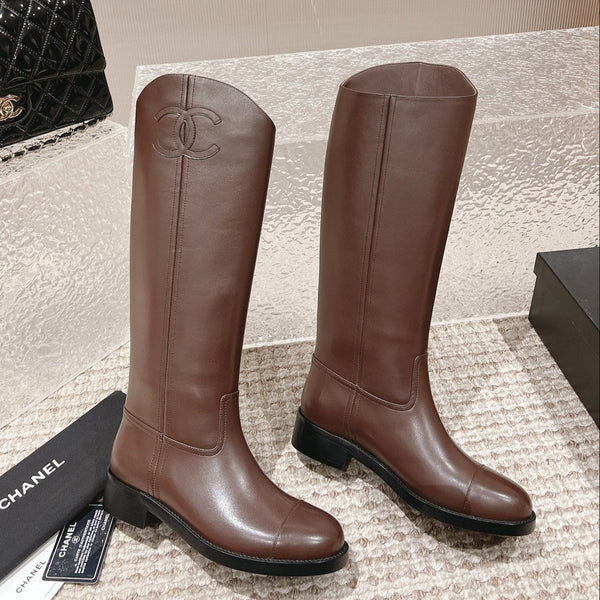 Chanel Boot Brown Chocolate Leather 148453