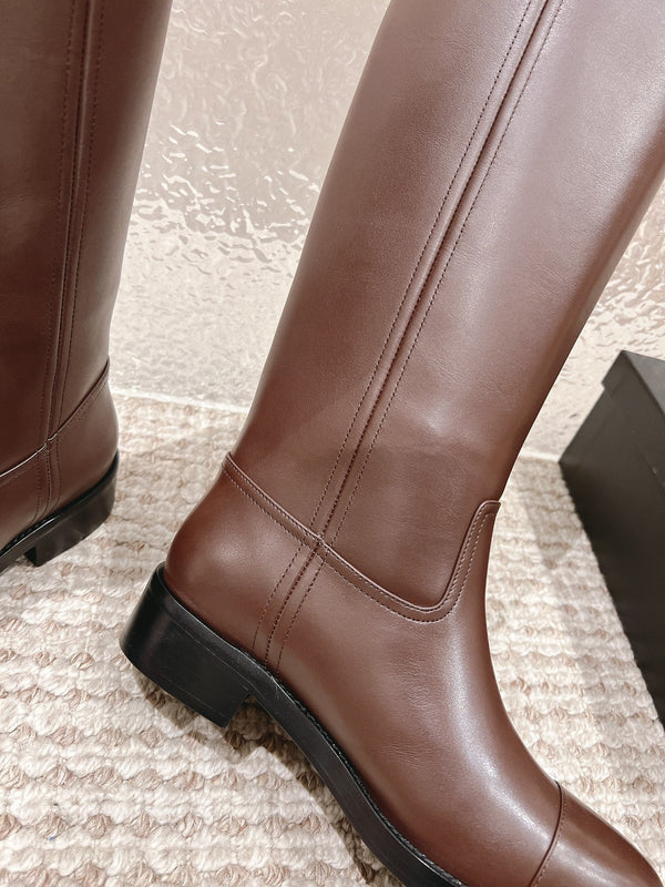 Chanel Boot Brown Chocolate Leather 148453
