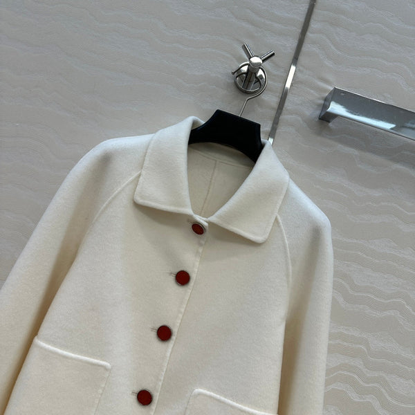 HM Coat White Wool and Cashmere 304571