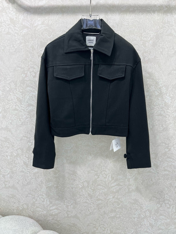 HM Lapel Zipper Jacket Black Viscose 304343