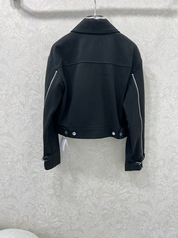 HM Lapel Zipper Jacket Black Viscose 304343