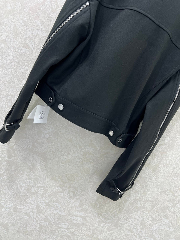 HM Lapel Zipper Jacket Black Viscose 304343