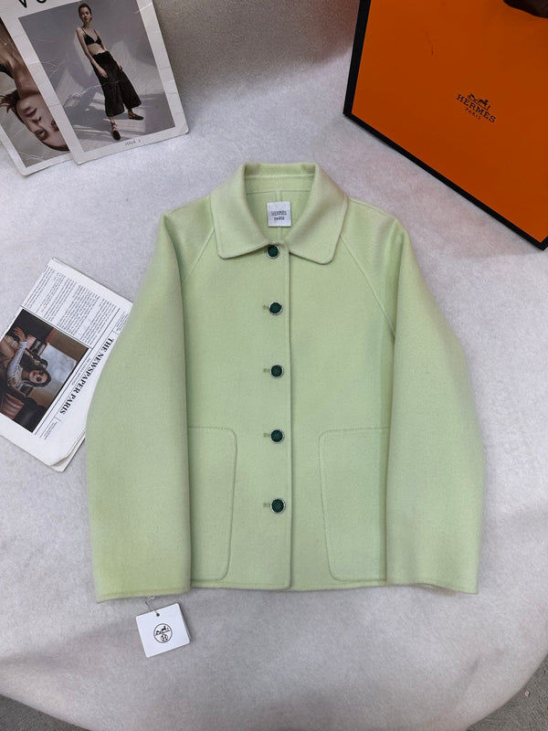 HM Double-Faced Cropped Coat Mint Green Cashmere 304249