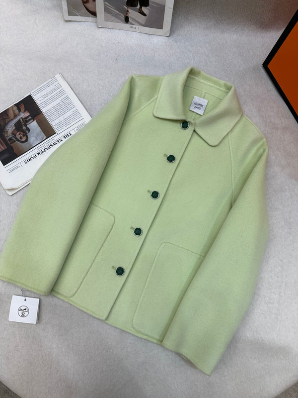 HM Double-Faced Cropped Coat Mint Green Cashmere 304249
