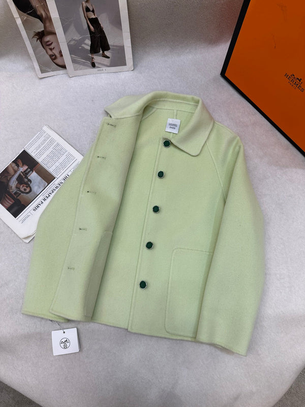 HM Double-Faced Cropped Coat Mint Green Cashmere 304249