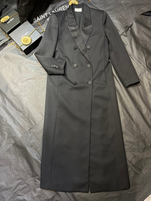 YSL Double-Breasted Long Suit Black Polyester