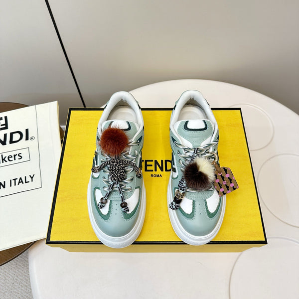 Fendi 25 Match Platform Sneakers Mint Green Cowhide 469478