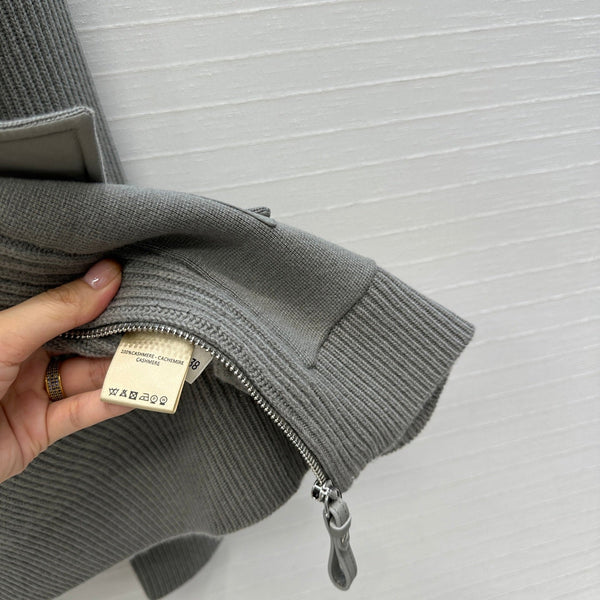 HM 25S Zipped Jacket H Leather Pockets in Gray Cashmere 305009