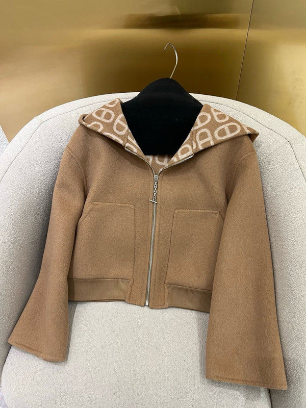 HM 25 Classic Pig Nose Monogram Hooded Coat Brown Cashmere 305170