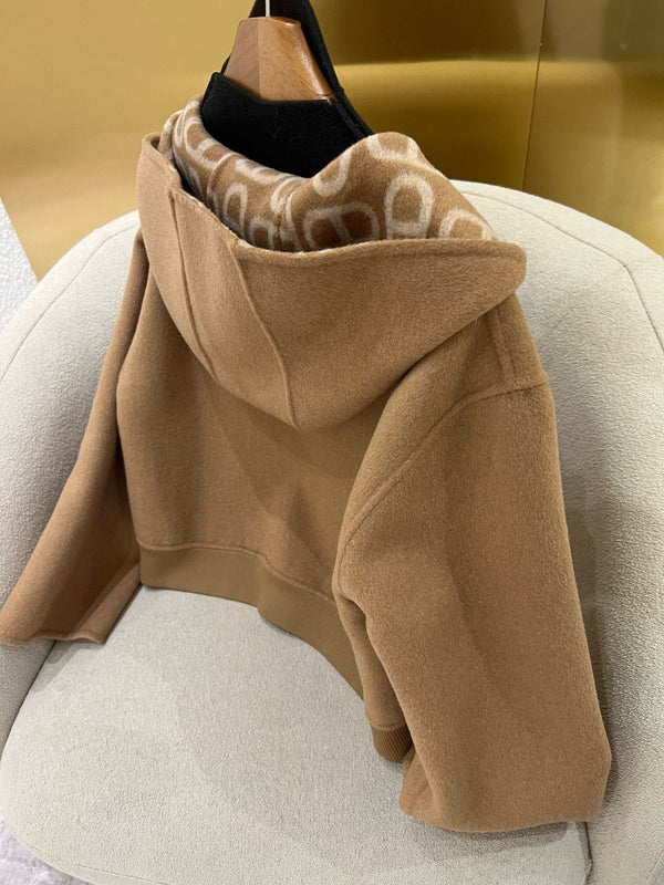 HM 25 Classic Pig Nose Monogram Hooded Coat Brown Cashmere 305170