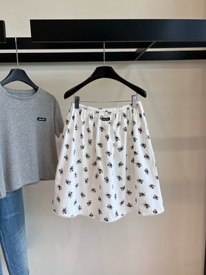 Miumiu Short Flower Skirt White Cotton