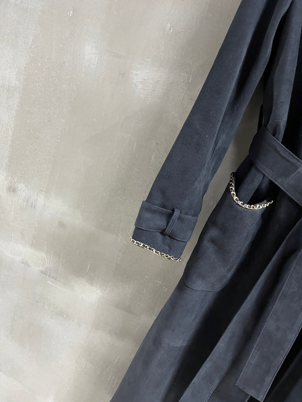 CC 25 Chain Trench Coat Blend Black Cashmere