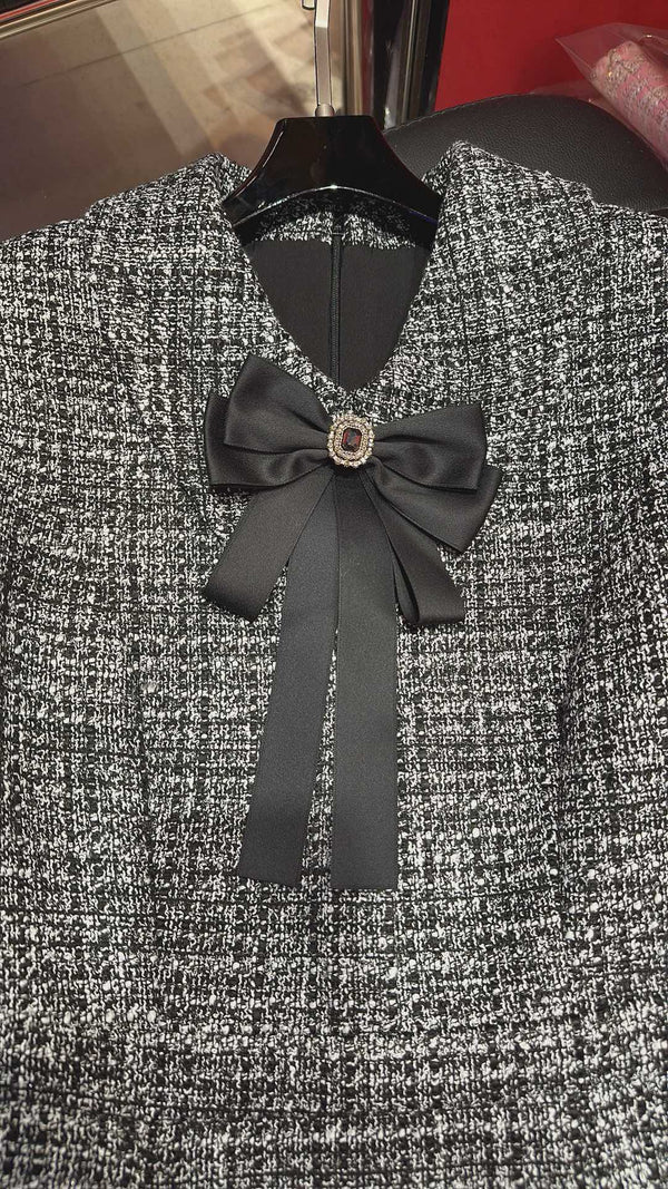 CC 110cm Long Dress Gray Tweed