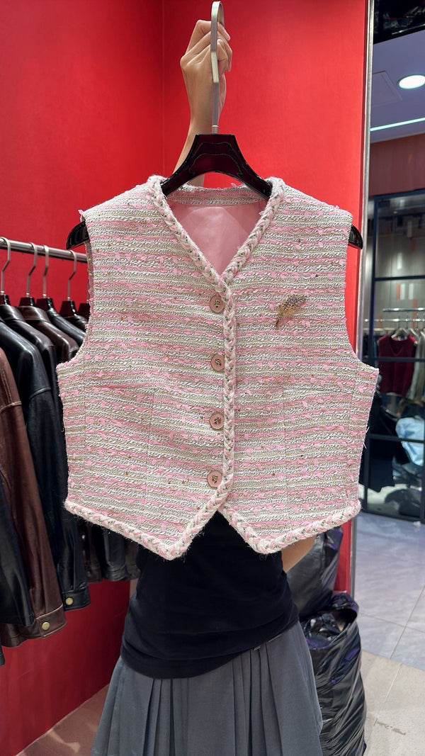 CC 25 Sleeveless Vest Jacket Pink Polyester