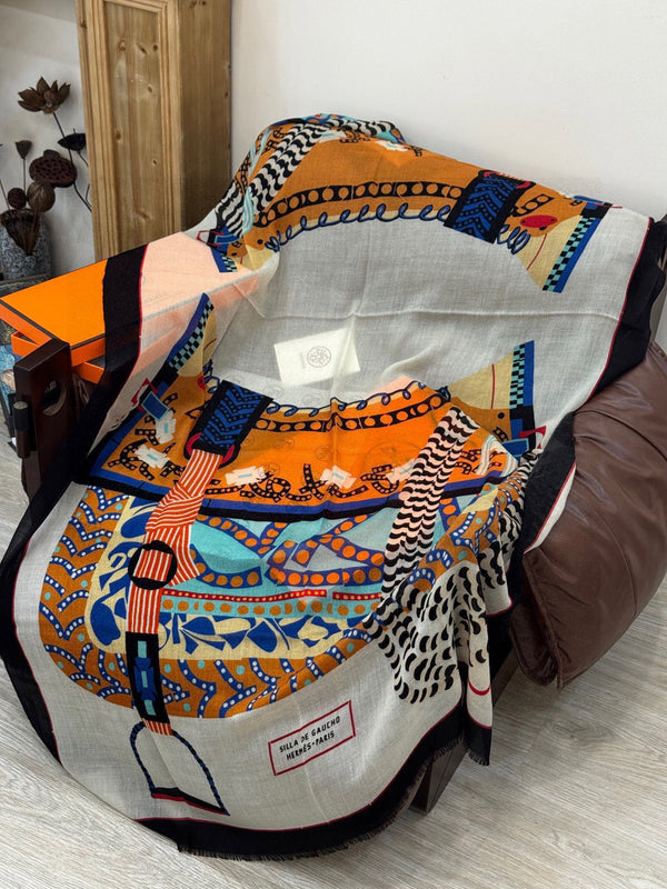 Sciarpa lunga HM ​​Saddle 200 cm Cashmere nero 828665