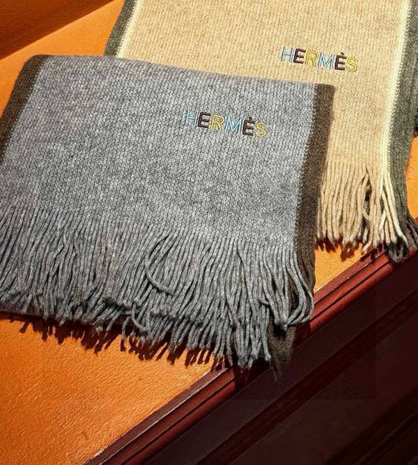 HM Knitted Long Scarf 180cm Gray Cashmere 828646