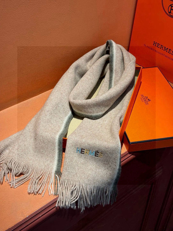 HM Knitted Long Scarf 180cm Gray Cashmere 828645