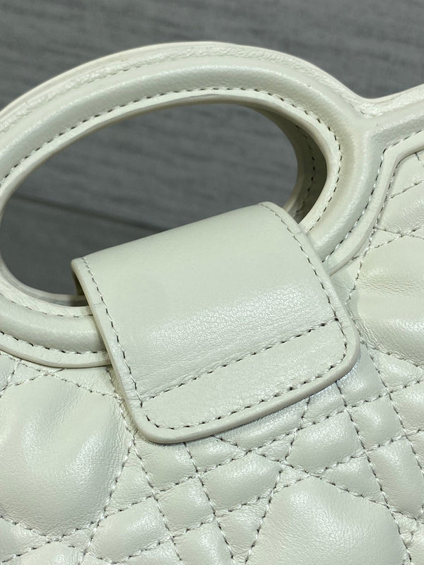 CD Jolie Top Handle Mini Chain Bag 19cm White Cowhide