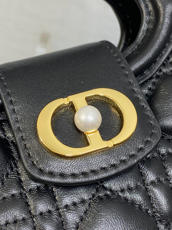 CD Jolie Top Handle Mini Chain Bag 19cm Black Cowhide