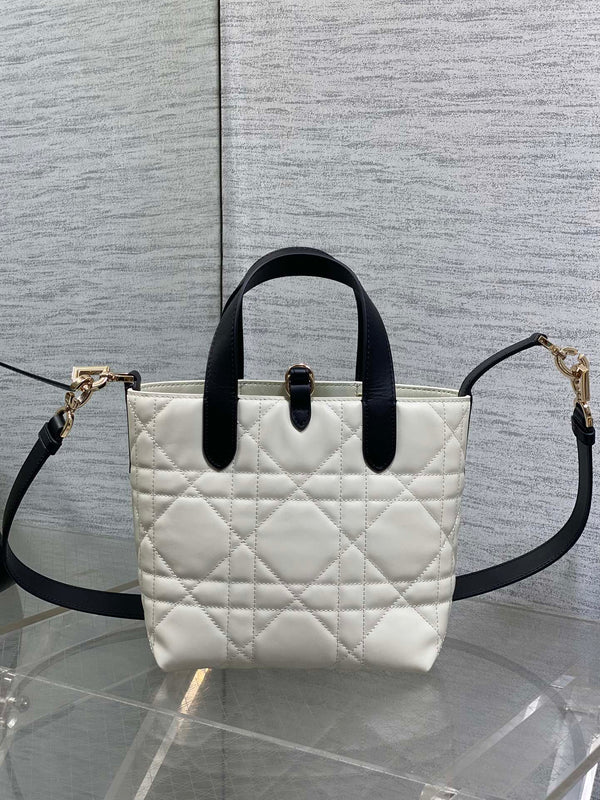 CD Small Toujours Vertical 18cm White and Black Lambskin